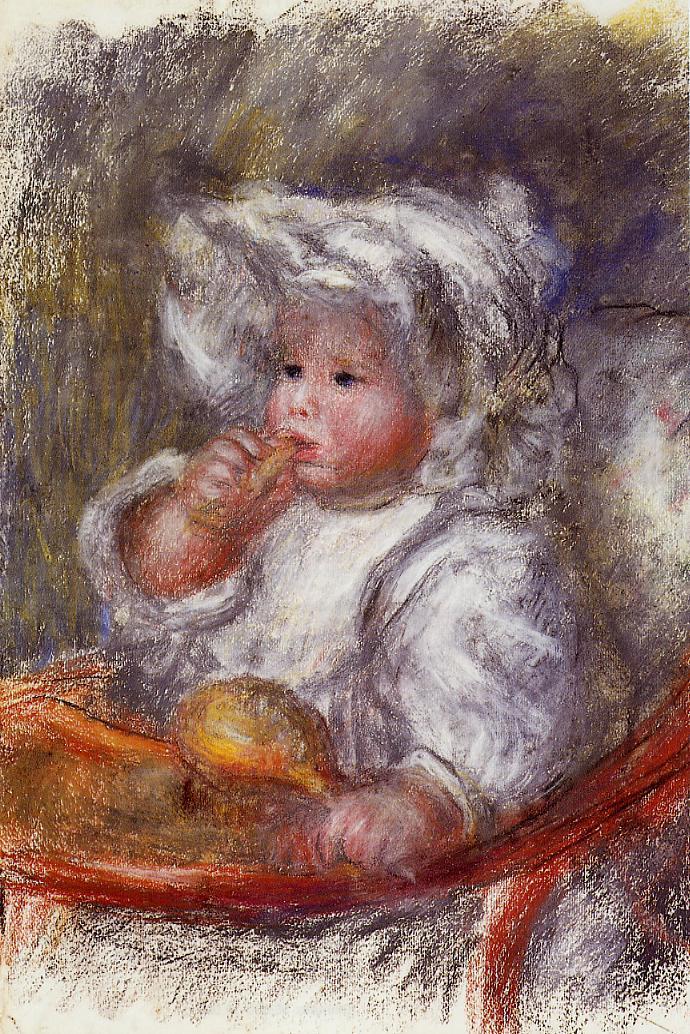 Jean Renoir in a chair. Child with a biscuit 1895